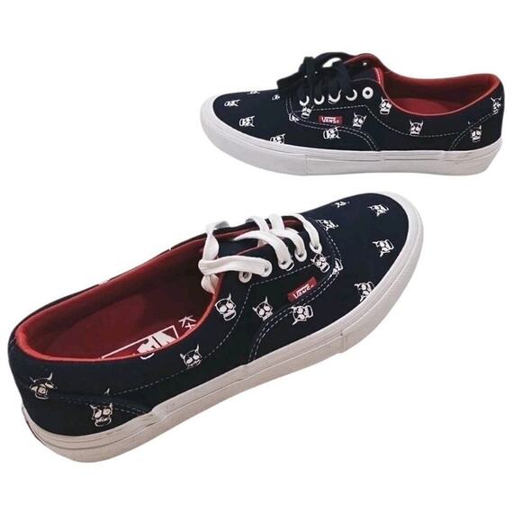 Vans~Men\'s 10~ Era Pro Kader Sylla Canvas Skull Logo Navy/Red White Sneakers NEW